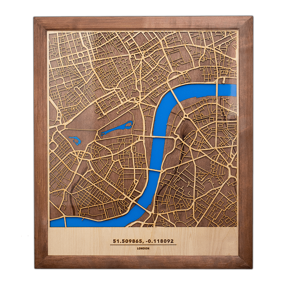 Wooden London city 3D map